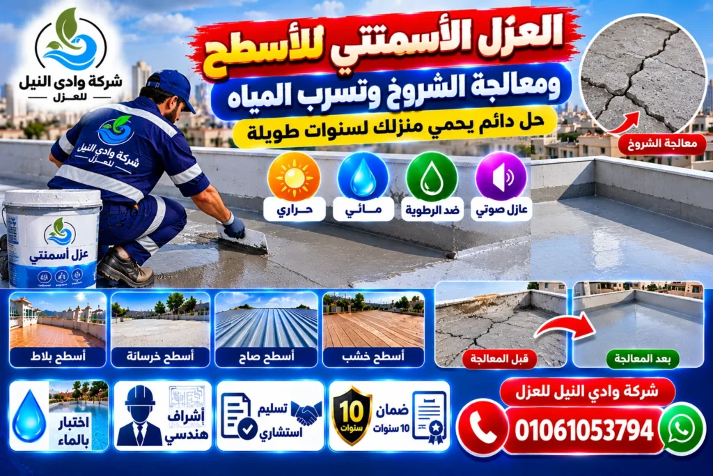 العزل الأسمنتي للأسطح ومعالجة الشروخ وتسرب المياه