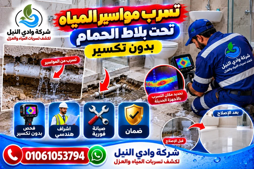 تسرب مواسير المياه تحت بلاط الحمام