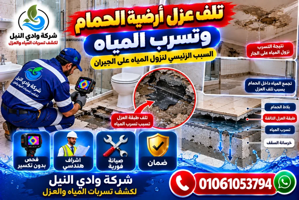 تلف عزل أرضية الحمام وتسرب المياه