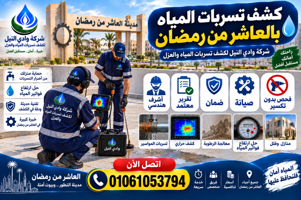 كشف تسربات المياه بالعاشر من رمضان