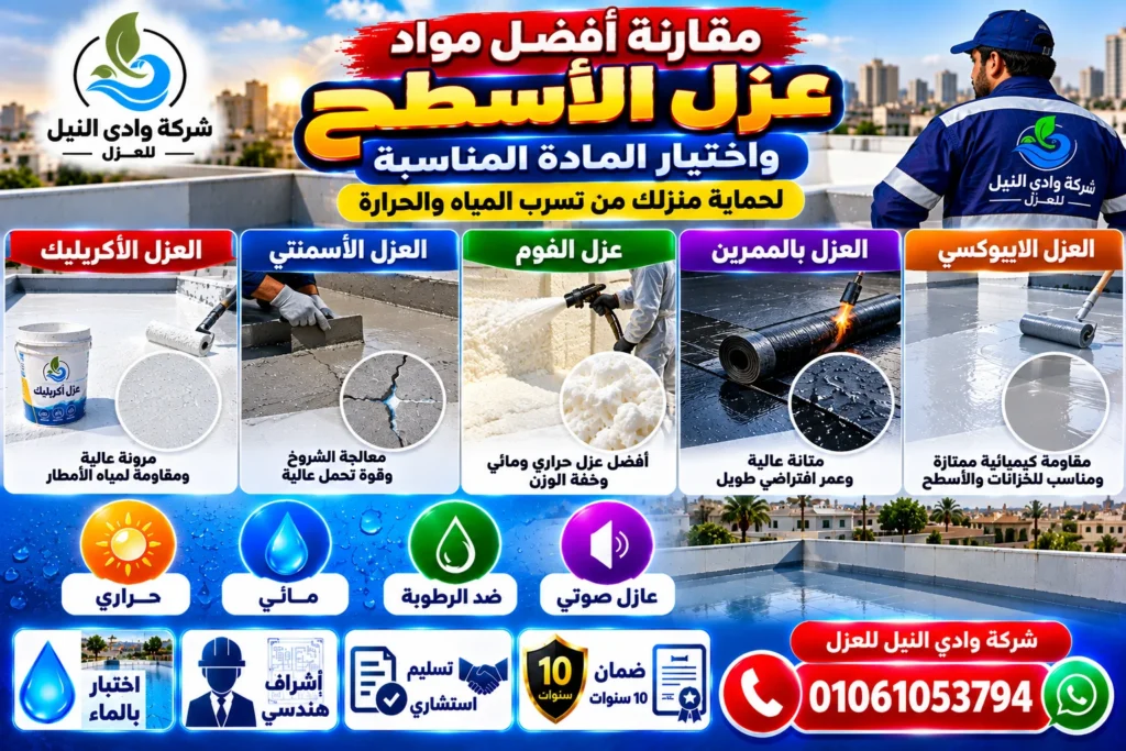 مقارنة أفضل مواد عزل الأسطح واختيار المادة المناسبة